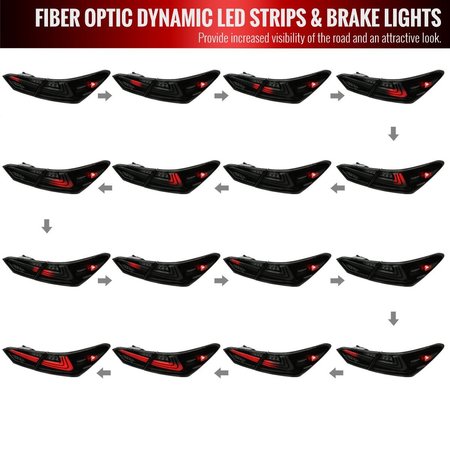 Spec-D Tuning LED TAIL LIGHTS WITH MATTE BLACK HOUSING AND SMOKED LENS, 2PK LT-CAM18SMLED-SQ-RS